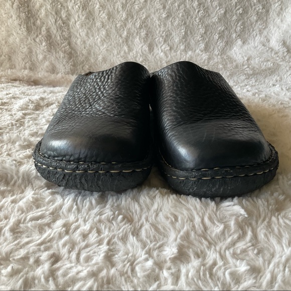Born Black Leather Wedge Slip-on Clogs Mules Size 8 1/2 - Picture 12 of 15